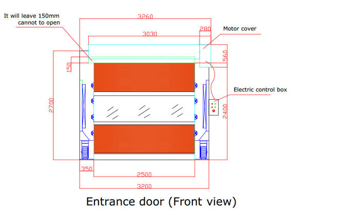 Огромный модульный тоннель ливня воздуха груза с 3 соплами сторон, автоматическими дверями завальцовки ПВК 3
