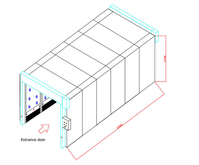Огромный модульный тоннель ливня воздуха груза с 3 соплами сторон, автоматическими дверями завальцовки ПВК 2