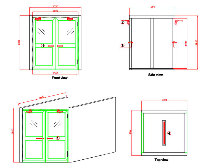 Коробка пропуска большой области динамическая, пропуск чистой комнаты через окно с двойными дверями качания лист 1